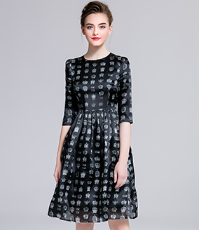 Dress -  Printed silk organza midi dress