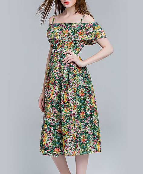 Clothing - Floral printed silk linen dress