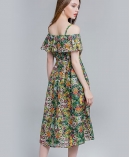 Floral printed silk linen dress