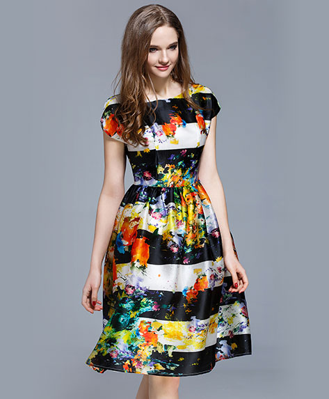 Clothing - Floral printed silk organza midi dress