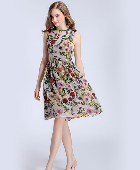 Clothing - Rose printed organza dress