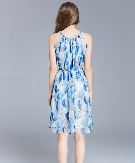 Dress - Crepe silk crinkle Floral printed  dress