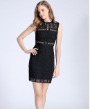 Black guipure lace dress