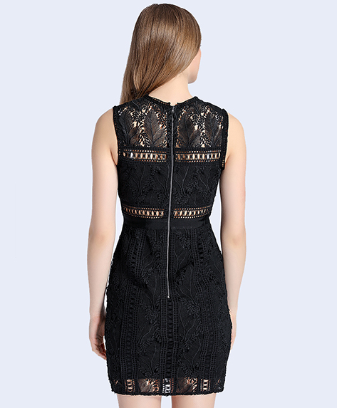 Dress - Black guipure lace dress
