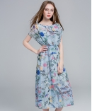 Floral printed silk chiffon maxi dress