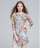 Floral printed Silk crepe crinkle dress