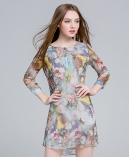 Floral printed Silk crepe crinkle dress