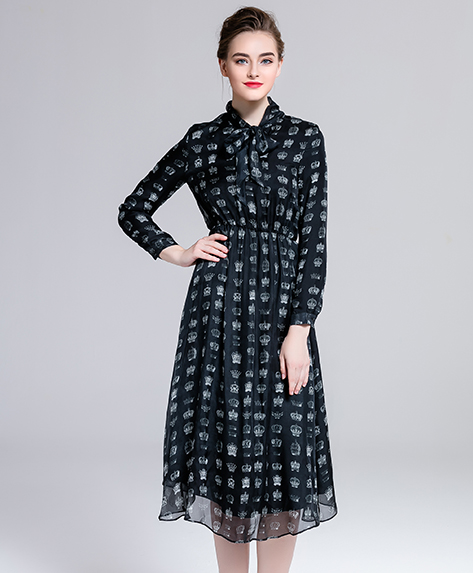 Dress - Printed silk chiffon long dress