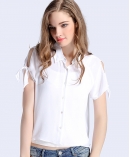 White sleeve silk crepe de chine short shirt