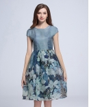 Dress - Floral printed organza  silk dress