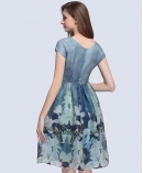 Floral printed organza  silk dress