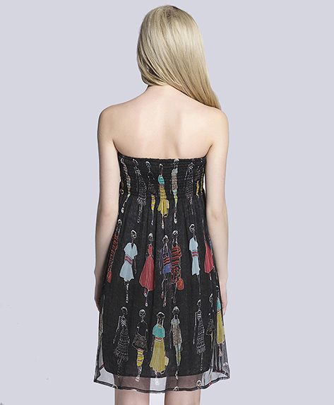 Dress - Printed silk  crepe crinkle dress
