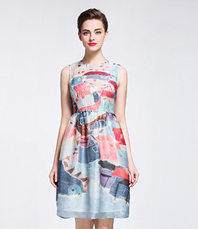 Dress - Printed silk organza midi dress