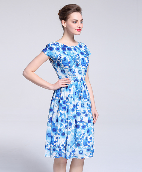 Dress - printed silk organza midi dress