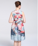 Printed silk organza midi dress