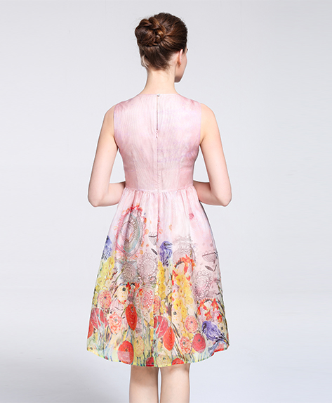Dress - Printed silk organza midi dress