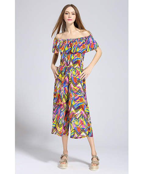 Dress - Printed Silk crepe de chine Jumpsuit