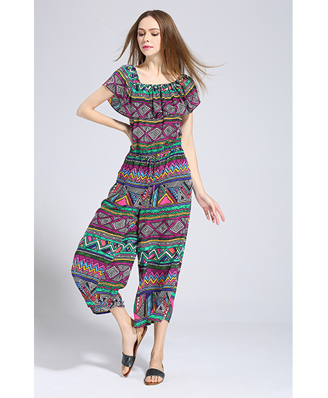 Dress - Ethnic printed silk crepe de chine jumpsuit