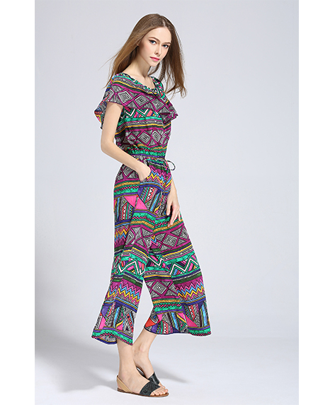 Dress - Ethnic printed silk crepe de chine jumpsuit
