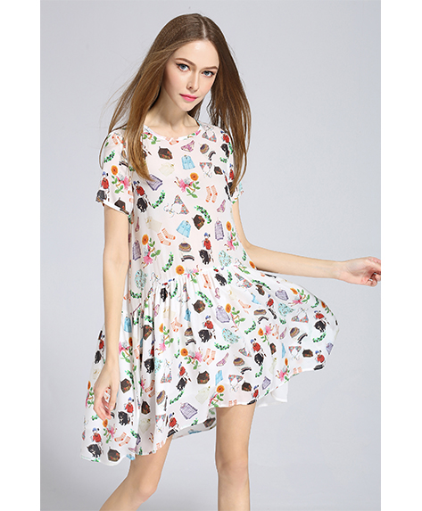 Dress - Printed loose fit silk dress
