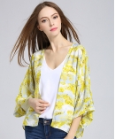 Oriental printed silk  crepe kimono