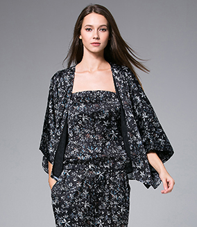 Coats - Black florals Printed Kimono