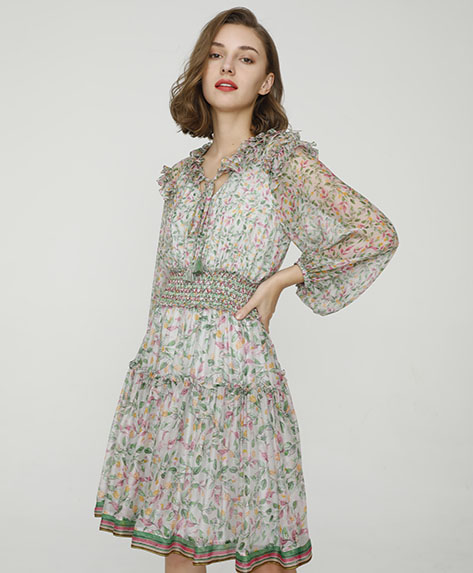 2024 Spring Summer - Floral print silk-chiffon dress