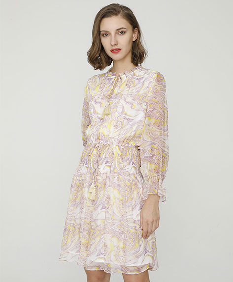 2024 Spring Summer - Paisley print silk-chiffon dress