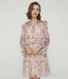 2024 Spring Summer - Floral print silk-chiffon dress
