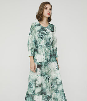 2024 Spring Summer - Garden Print Resort Silk Cotton Dress